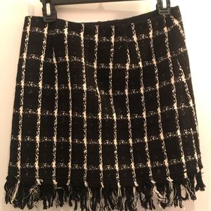 Black& White Tory Burch Fringe Skirt